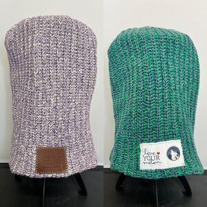 (2) Love Your Melon Unisex Slouch Beanies Green Blue Purple White Made in USA